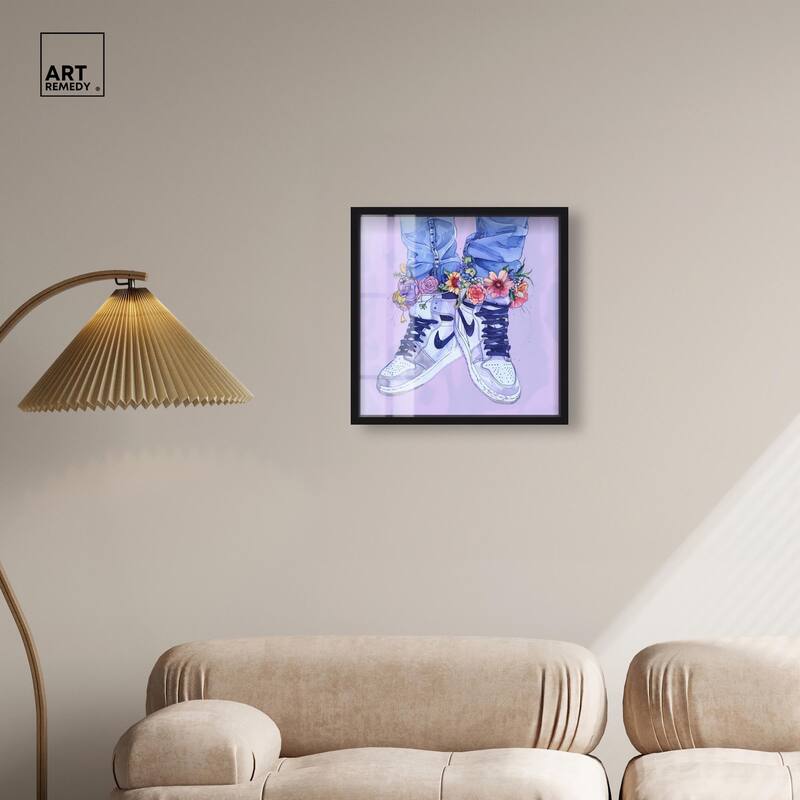 Lilac Floral Bloom Sneakers Shadowbox by Art Remedy