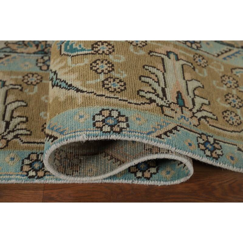 Tabriz Vintage Persian Area Rug Handmade Traditional Peach Wool Carpet - 9'7" x 12'8"