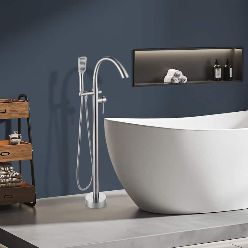 Topcraft Floor Mounted Bathtub Filler with Handheld Showerhead