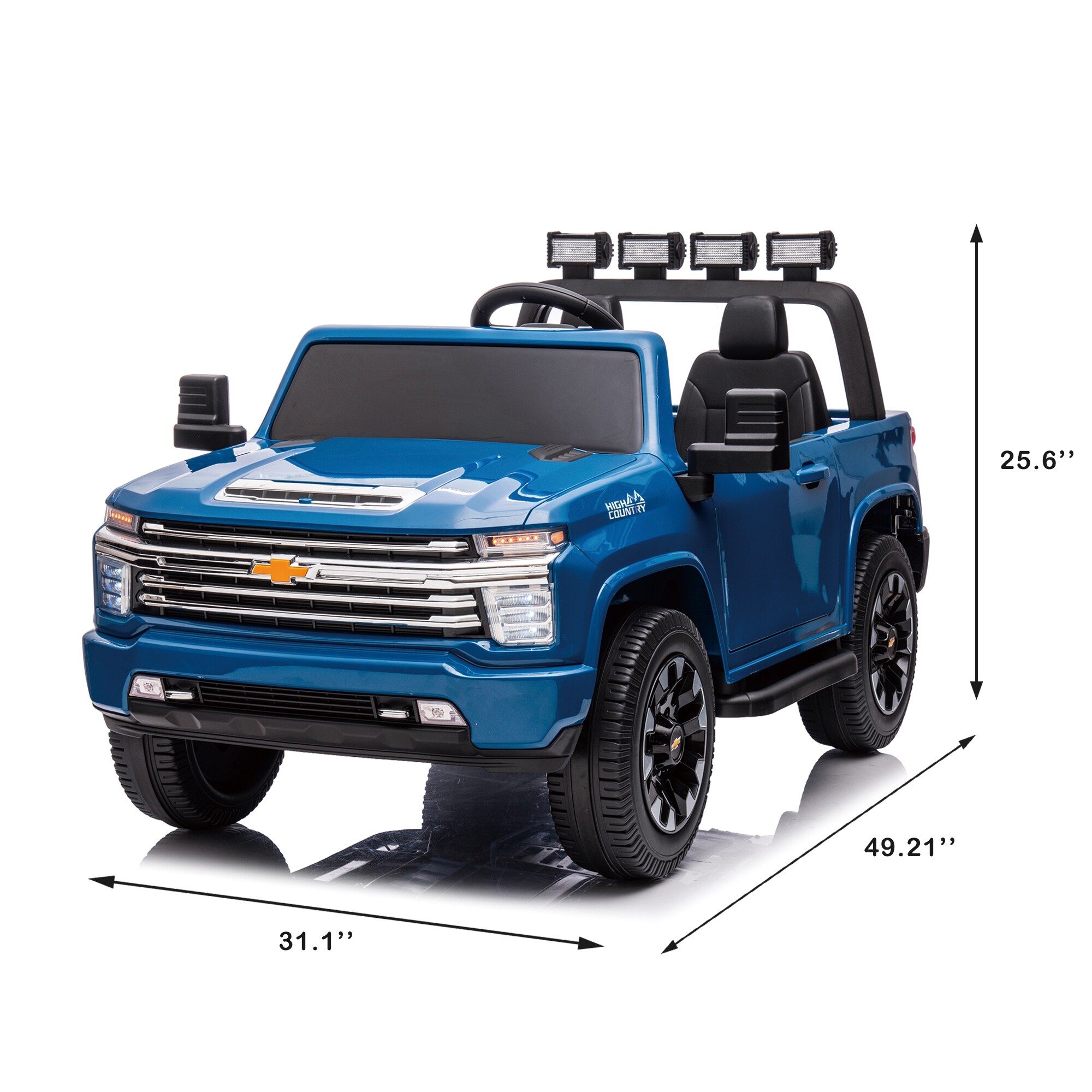24V 2 Seater Ride On Truck Car Licensed Chevrolet Silverado HD 4WD Motors Remote Control FM Bluetooth Bed Bath Beyond 41030516