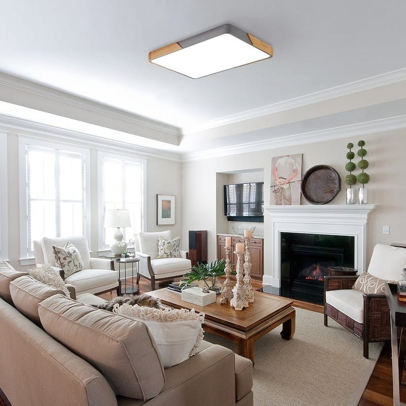 Farmhouse Ultra-thin Rectangle Dimmable LED Flush Mount Light - Grey (5CCT Version)