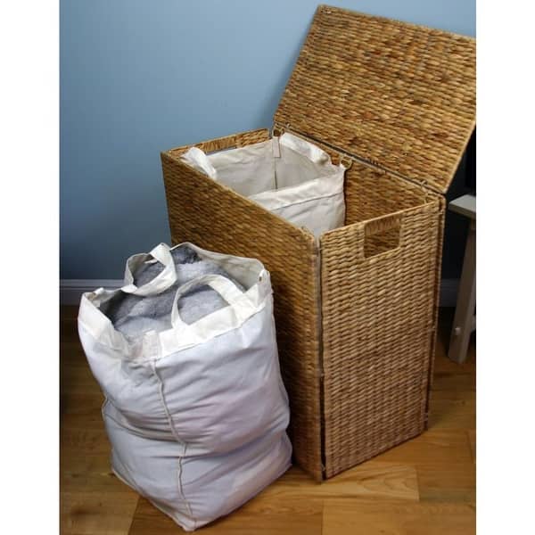 Shop Double Sided Laundry Clothes Hamper Basket Wicker Seagrass