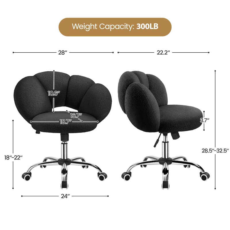 Yaheetech Upholstered Desk Chair Rolling Computer Chair with Cloud-shaped Backrest