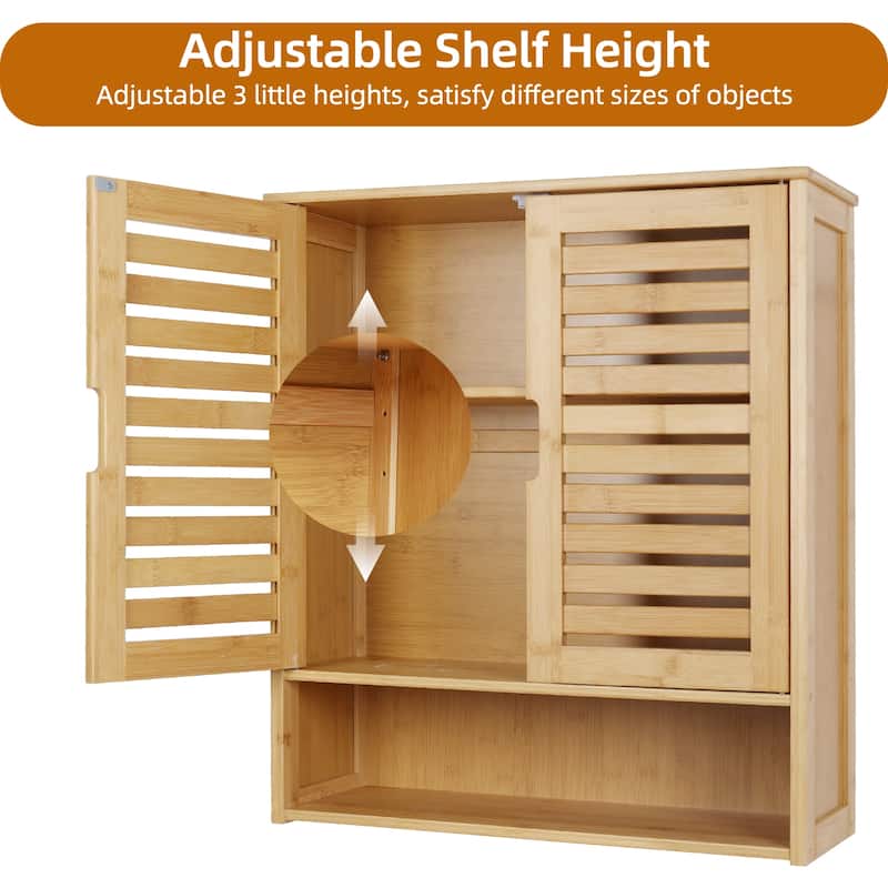 Bathroom Wall Cabinet Storage Organizer with Adjustable Shelf Double Door