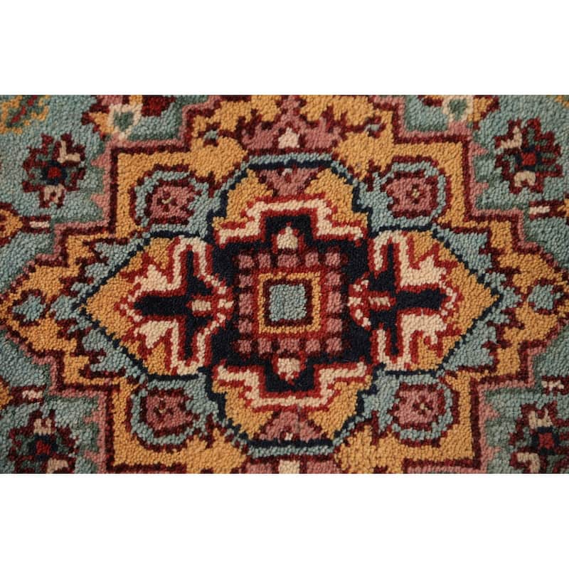 Light Blue Heriz Serapi Indian Runner Rug Hand-Knotted Wool Carpet - 2'5"x 8'0"