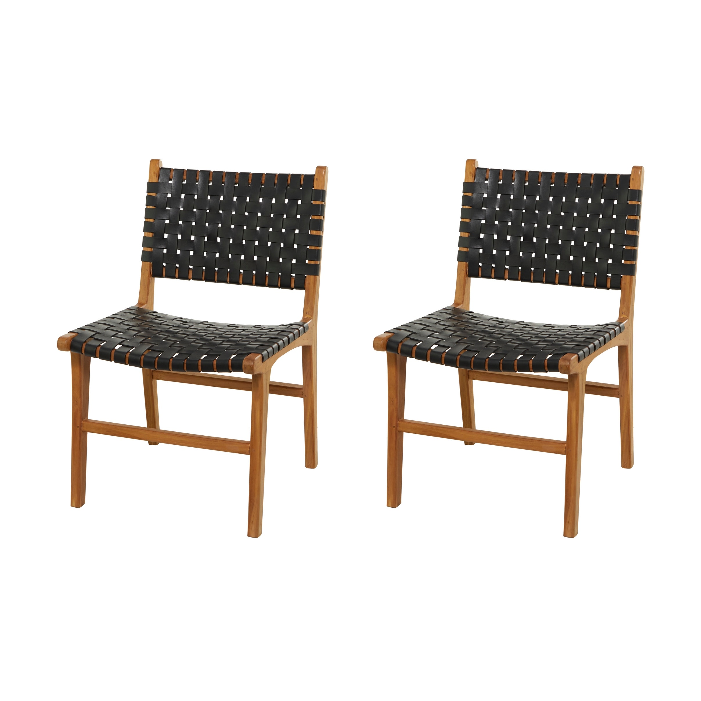 Dining Room Teak Leather Dining Chair Leather Handmade Woven