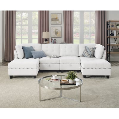Convertible Sectional Sofa Couch with Reversible Chaise, U Shaped Couch Sofa with Removable Ottomans, Modular Sectional Sofa