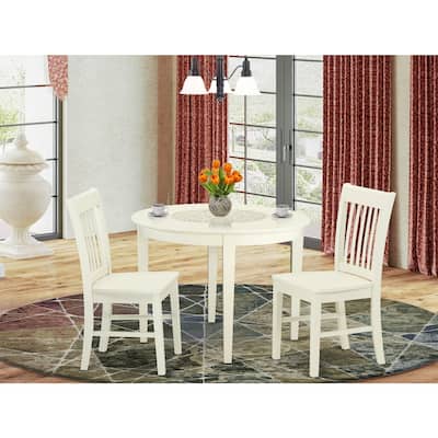 Kitchen Table Set 3 Piece Round Dining Table & Chairs Linen White