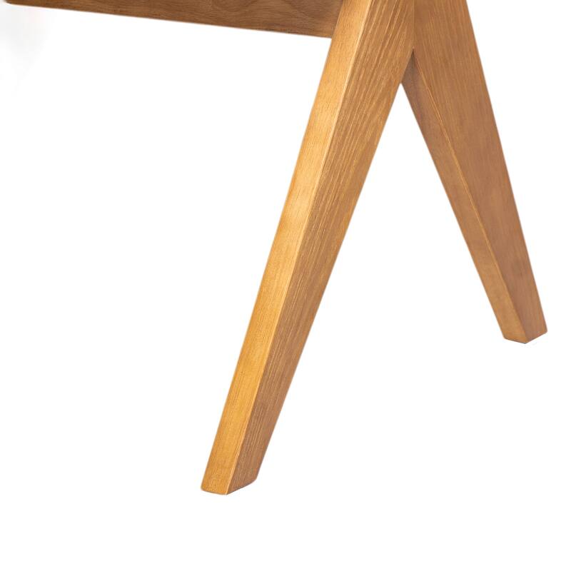 Dining Chairs Set of 2, Ergonomic Upholstered Kitchen Side Chairs, Accent Chairs with Rattan Backrest & Solid Wood Legs