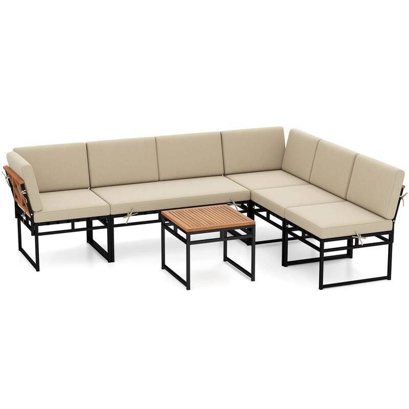 Costway 6 PCS Outdoor Sectional Sofa Set Metal Conversation Set with - See Details