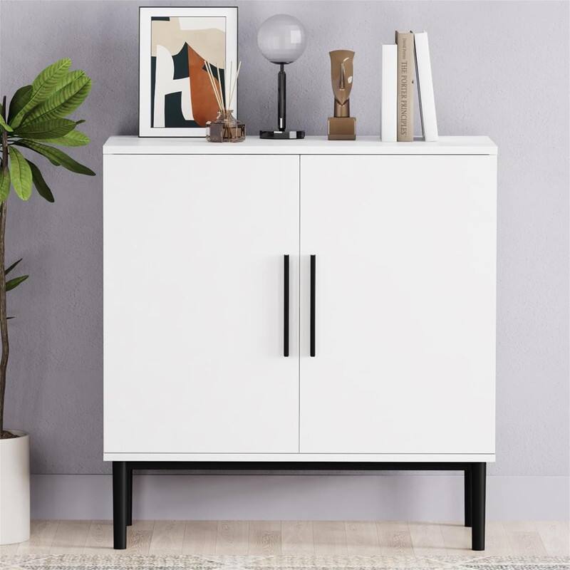 Modern Buffet Cabinet - 15.7"D x 31.1"W x 31.5"H - White