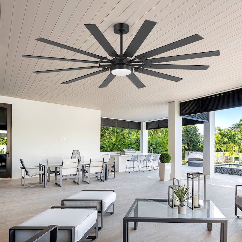 72"/80" Large Windmill Ceiling Fan with Light and Remote(12 Reversible Blades)