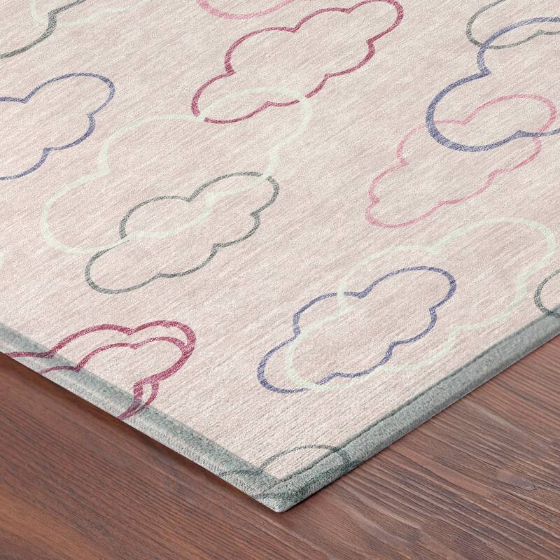 Machine Washable Indoor/ Outdoor Modern Clouds Chantille Rug