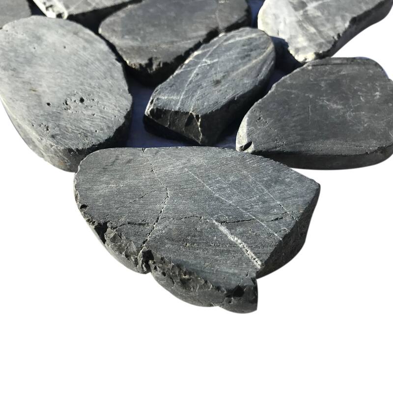 Coal Black Natural Stone Sliced Pebble Mosaic Tile