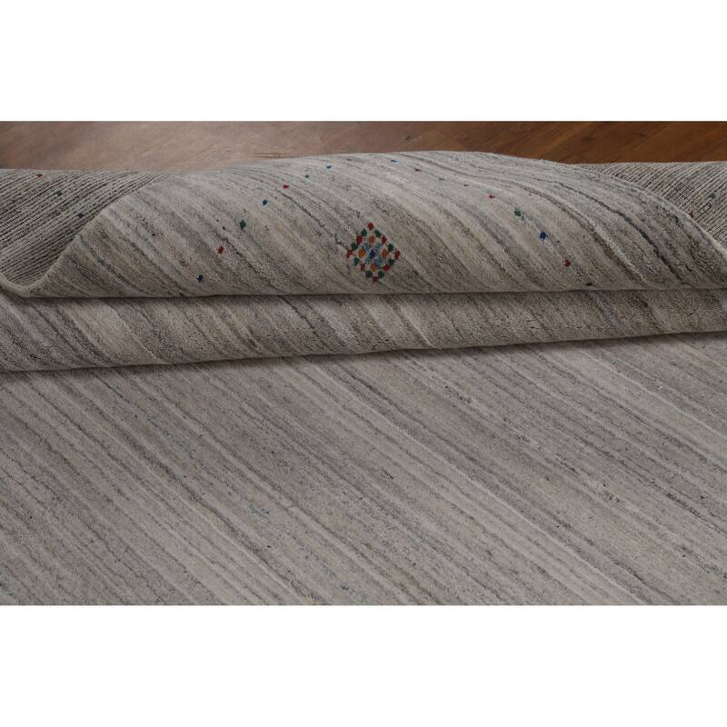 Hand Knotted Oriental 100% Wool Carpet Tribal Stripe Beige & Ivories Gabbeh Area Rug - 9' 3'' X 6' 2''