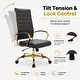 preview thumbnail 95 of 98, Benmar Ribbed Leather Executive High Back Office Chair with Gold Frame, Swivel, Tilt, Lumbar Support