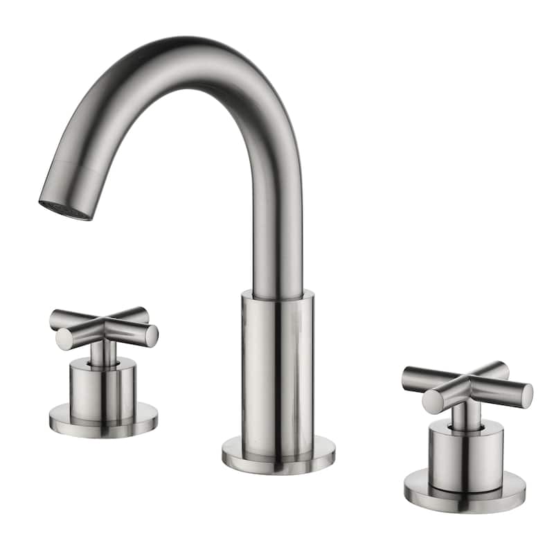 Modland 3-Hole Bathroom Faucet with 360-degree Swivel Spout & CEC Certified, Gold/Black/Nickel - Brushed Nickel