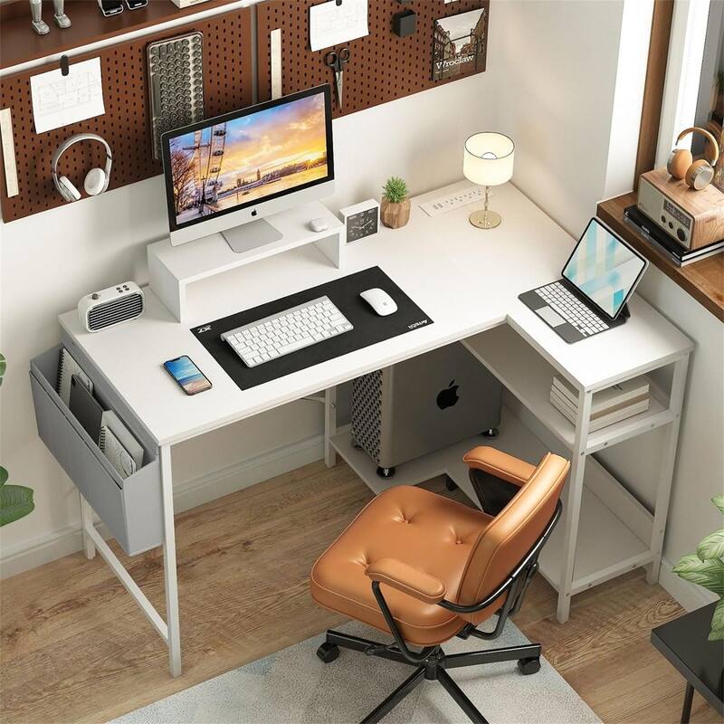L Shaped Desk 47 Inch Computer Desk with Outlets