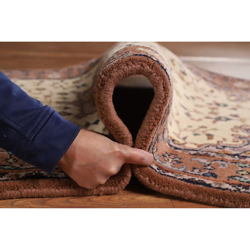 Hand Knotted Oriental 100% Wool Carpet Traditional Medallion Beige & Ivories Sarouk Area Rug - 5' 5'' X 2' 11''