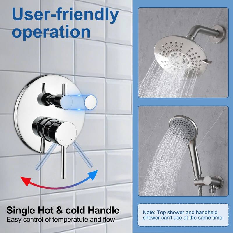 Solid Brass Pressure Balanced Bathroom Shower Faucet Set with 5-Function Rain Shower Head