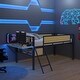 preview thumbnail 3 of 16, Black+Natural Twin Size Metal Loft Bed with Rectangular Desk and Storage
