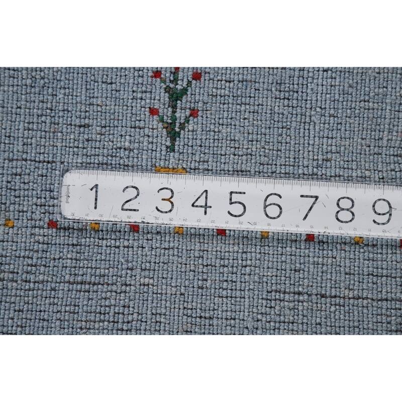 Light Blue Tribal Gabbeh Indian Area Rug HandKnotted Wool Carpet 6'7