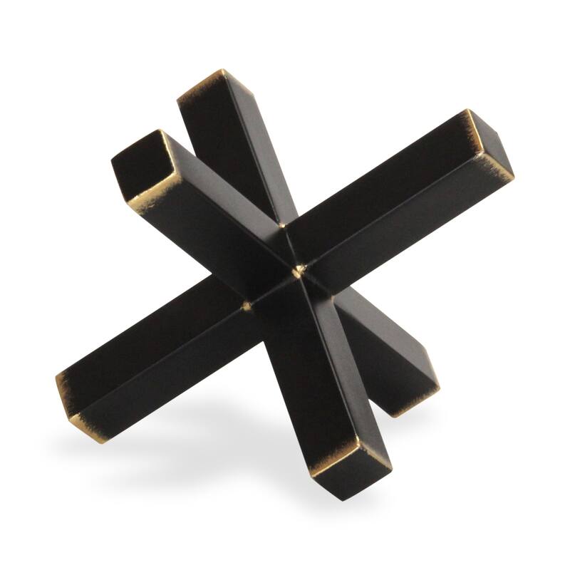 HomeRoots 8" Black Metal Hand Painted Decorative Jack - 8.00 in. x 8.00 in. x 8.00 in.