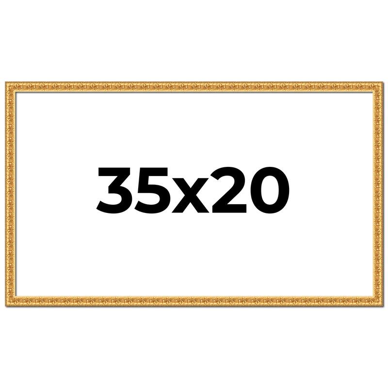 35x20 Frame Gold Real Wood Picture Frame Width 1 inches | Interior