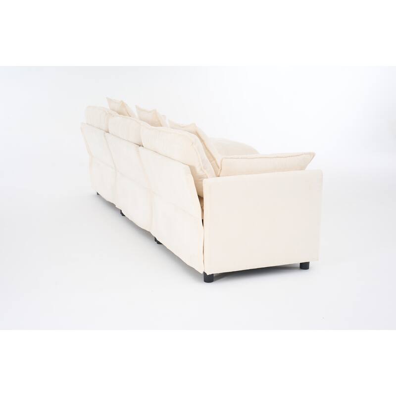 L Shaped Modular Sectional Sofa with Movable Ottoman, Chenille Upholstered Cloud Couch, Deep Seat Sofa with Pillow