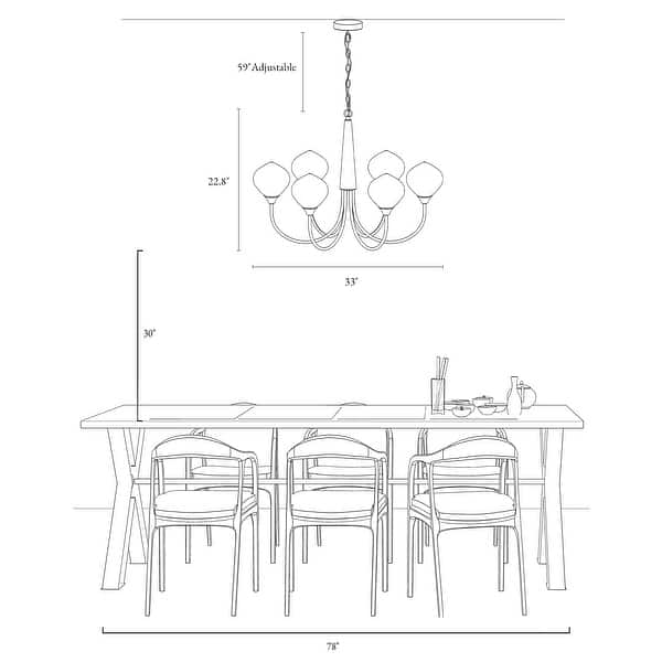 dimension image slide 0 of 2, Celesn Modern Gold 6-Light Wheel Chandelier Glass Shade for Dining Living Room - D32" x H23"