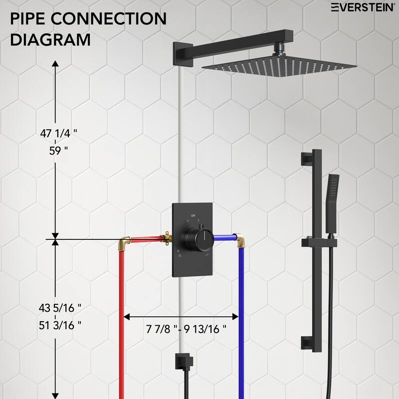 Slide Bar High-Pressure Balancing Shower System 10" Rainfall Shower Head with Handheld Shower