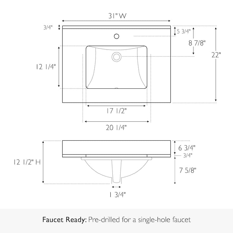 Design House Calesco Calacatta Quartz Bathroom Vanity Top and Side Splash Kit - N/A
