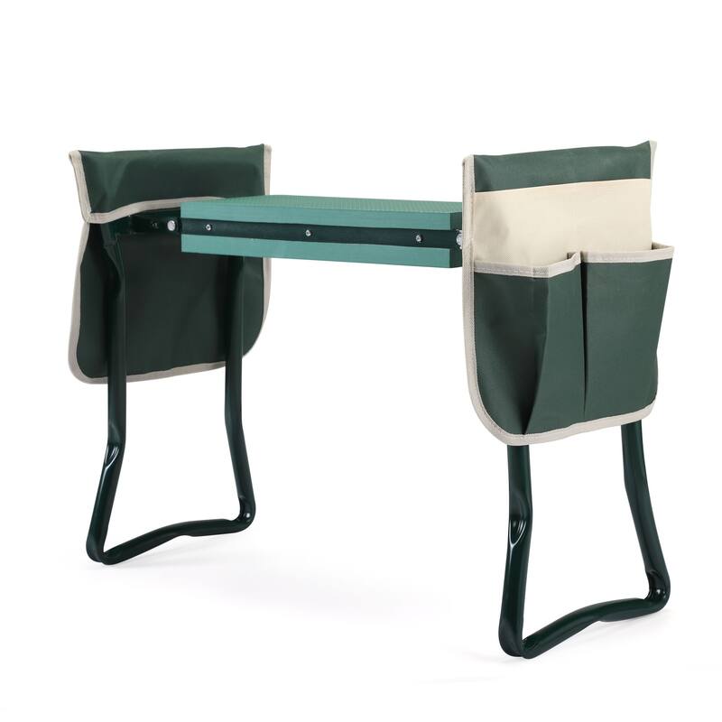 Outdoor 2-in-1 Garden Stool and Kneeler with Tool Bags
