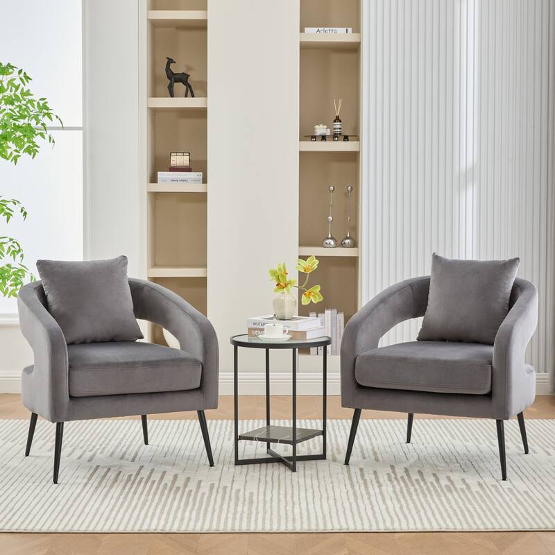 53.7" W Loveseat Sofa with 2 Accent Chair,3-Piece Living Room Furniture Sets with Pillows and Metal Legs