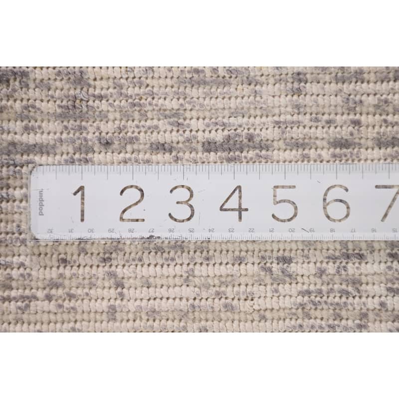 Beige Striped Abstract Oriental Accent Rug Handmade Wool Carpet - 2'9"x 4'10"