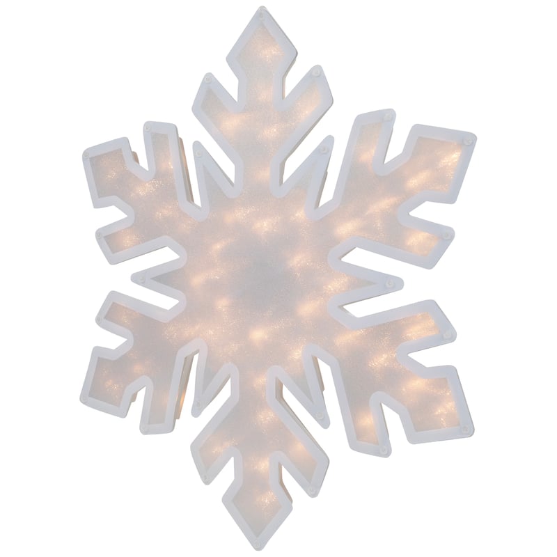 Lighted Snowflake Chistmas Window Decoration - 20" - Clear Lights
