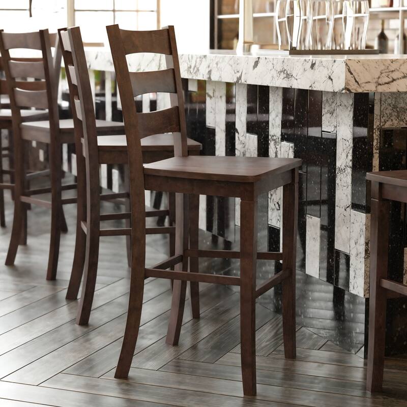 Commercial Grade Wooden Bar Height Stool, Set of 2