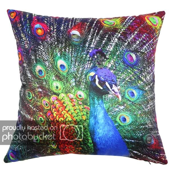 Shop Square Peacock Printed Cushion Cover Chezmax Polyester Sateen