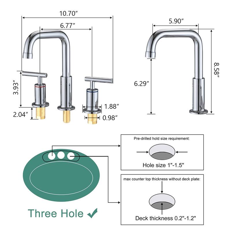 Modern 2 Handle 360° Swivel Bathroom Sink Faucet with Pop Up Drain and Aerator, Anti Corrosion, Anti Rust, Anti Splash