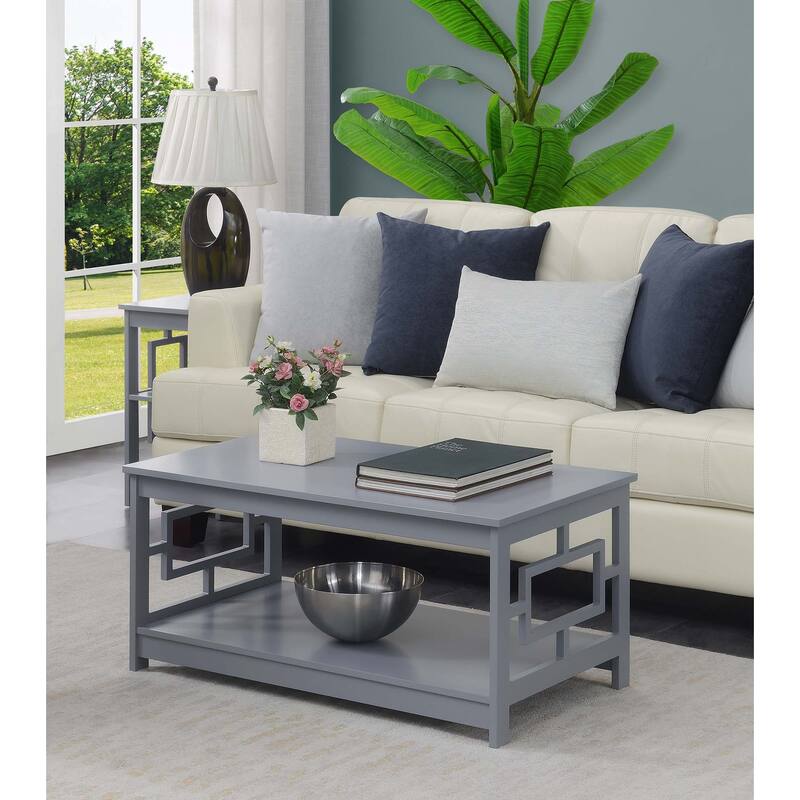 Convenience Concepts Town Square Coffee Table with Shelf - Grey
