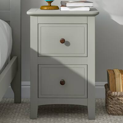 2 Drawers Solid Wood Nightstand End Table