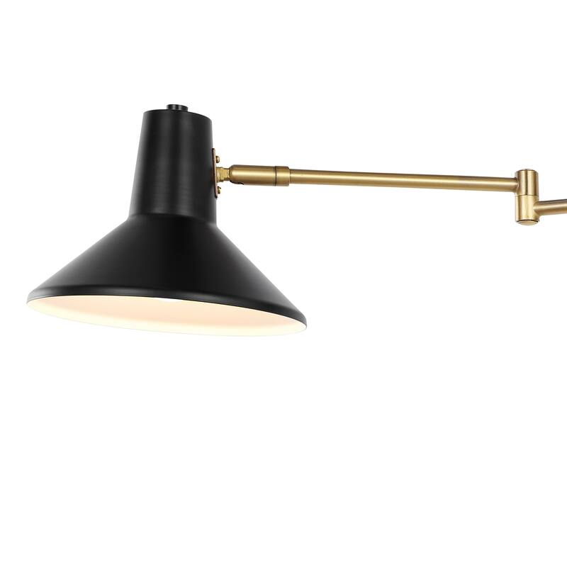 Max Swing Arm 1-Light Modern Midcentury Iron USB Charging Port LED Sconce, by JONATHAN Y
