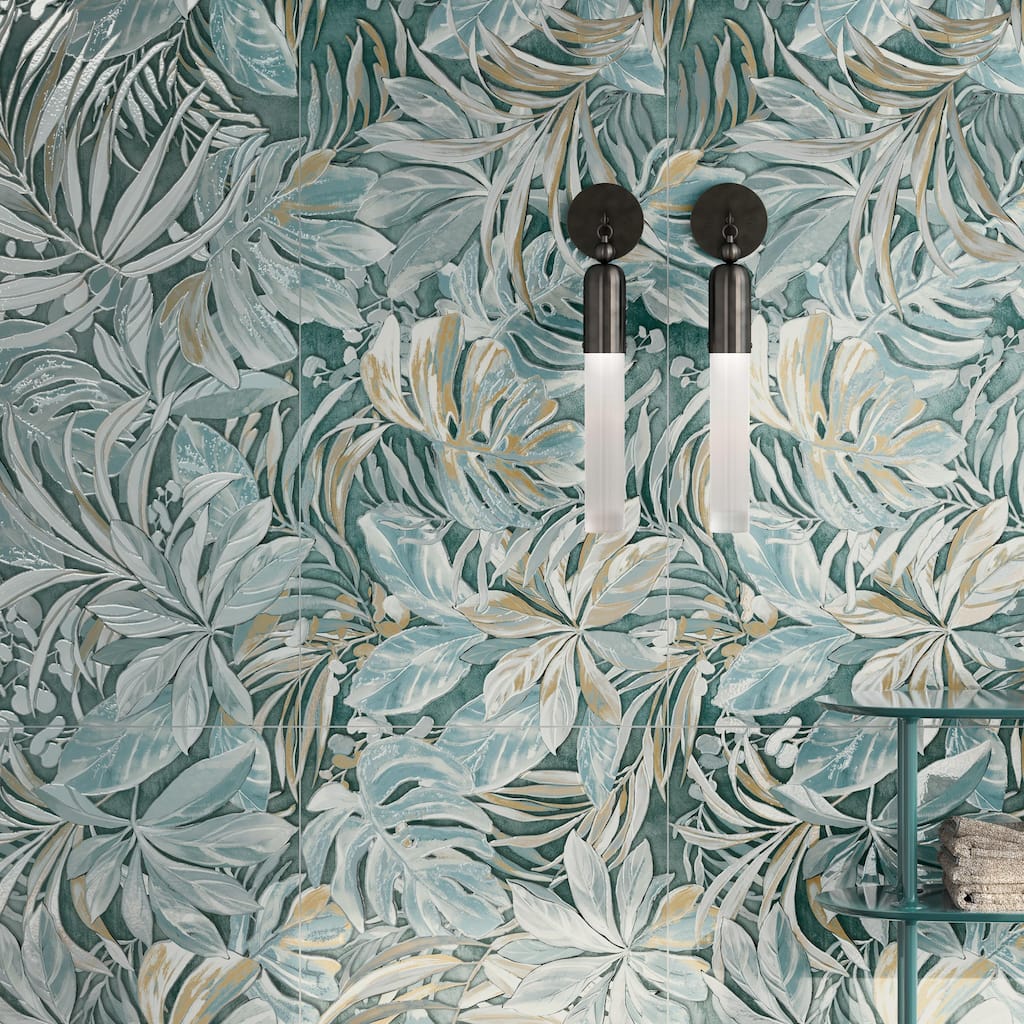 Merola Tile Parete Tropici Blue 23-1/2" x 47" Porcelain Floor and Wall Tile