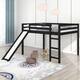 Kids Loft Bed with Slide, Full Size, Wood Low Loftbed Frame with Ladder ...