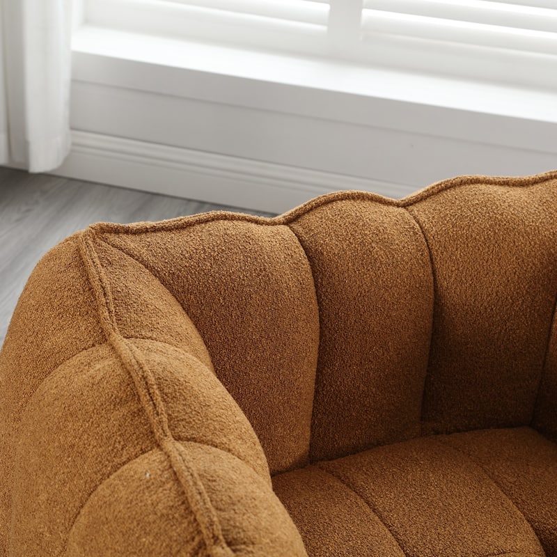 Chenille Upholstered Square Lazy Sofa Chair with Ottoman