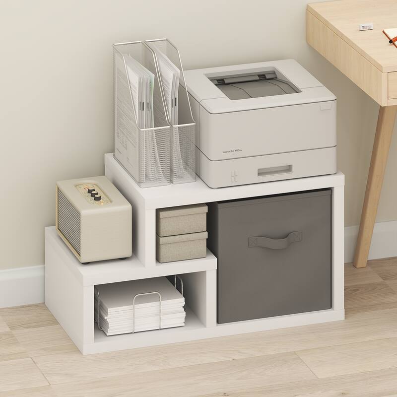 Furinno Viola Multipurpose Shelf with Storage Bin, Dark Oak/Black