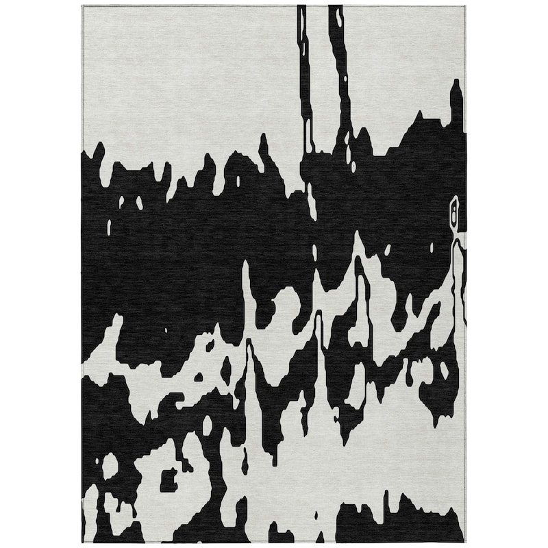 Machine Washable Indoor/ Outdoor Modern Abstract Chantille Rug