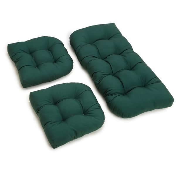 slide 2 of 2, Twill 3-piece Indoor Settee Cushion Set Forest Green