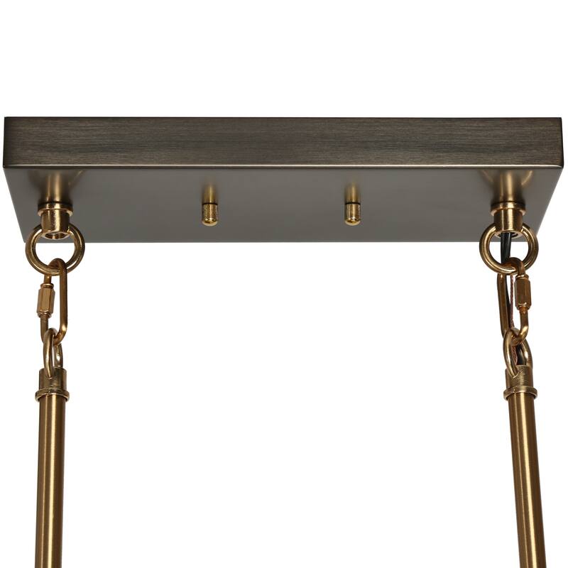 Modern 8-Light Rectangle Chandelier Glass Kitchen Island Lights - Black Nickel&Electroplated Copper - L37.4"xW17"xH8.7"