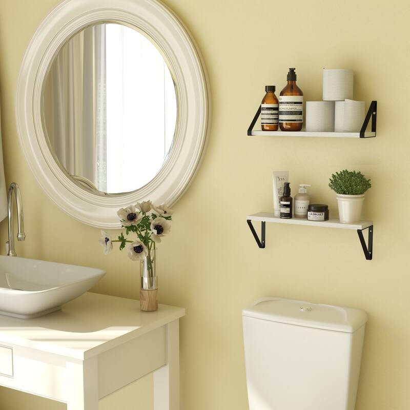 Wallniture Ponza 17" Wood Floating Shelves for Wall, Rustic Decor (Set of 2)